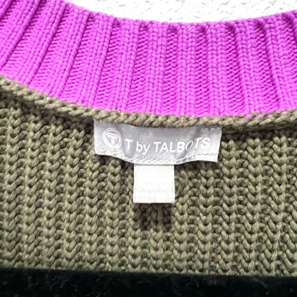 Talbots Color Block Purple And Brown Knit Cardigan - image 3